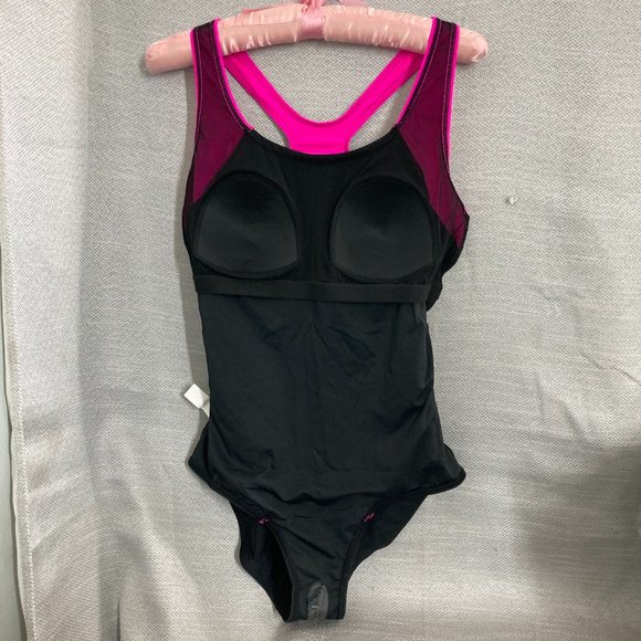 MY CHARMO Women Padded Bra Bathing Suit One Piece Sz SMALL Pink Black UPF 50+ - Picture 10 of 13